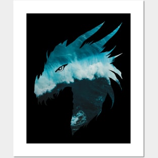 Tsunami Dragon Head Shot Posters and Art